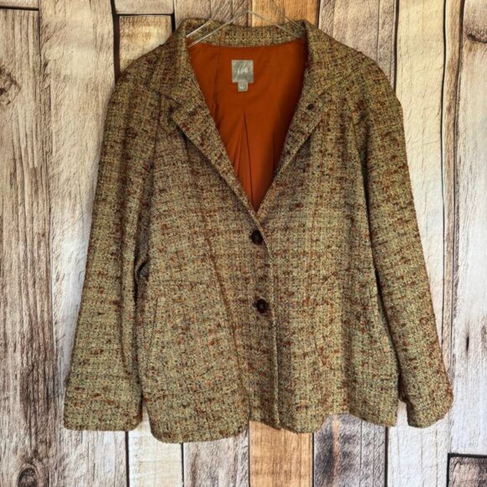 J. Jill Blazer Boucle Textured Heritage Old Money‎ Fall Layering Neutral Large